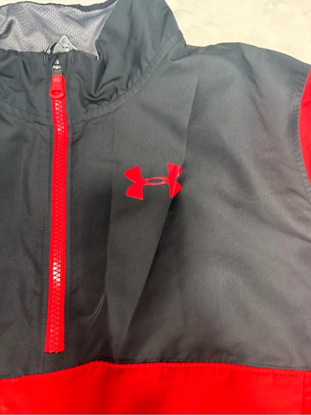 Under Armour Black and Red Kids Half-Zip Rain Pullover